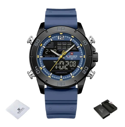 Relógio Masculino Pulseira de Silicone Cronógrafo A Prova D'água Naviforce Sports