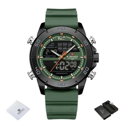 Relógio Masculino Pulseira de Silicone Cronógrafo A Prova D'água Naviforce Sports