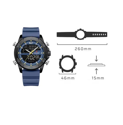 Relógio Masculino Pulseira de Silicone Cronógrafo A Prova D'água Naviforce Sports