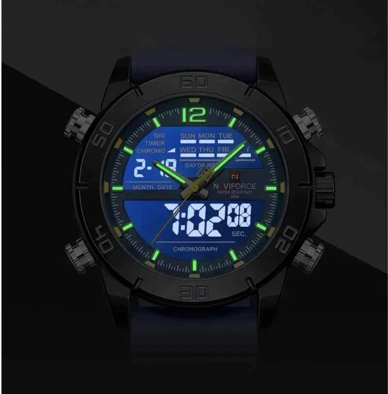 Relógio Masculino Pulseira de Silicone Cronógrafo A Prova D'água Naviforce Sports
