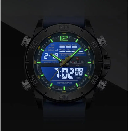 Relógio Masculino Pulseira de Silicone Cronógrafo A Prova D'água Naviforce Sports