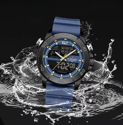 Relógio Masculino Pulseira de Silicone Cronógrafo A Prova D'água Naviforce Sports