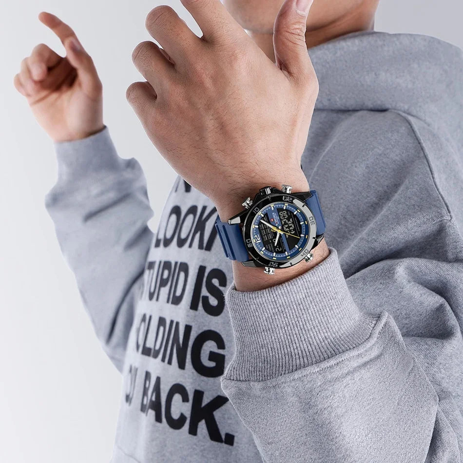 Relógio Masculino Pulseira de Silicone Cronógrafo A Prova D'água Naviforce Sports