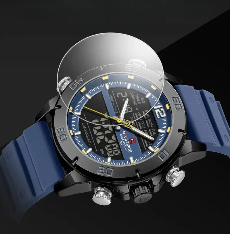Relógio Masculino Pulseira de Silicone Cronógrafo A Prova D'água Naviforce Sports