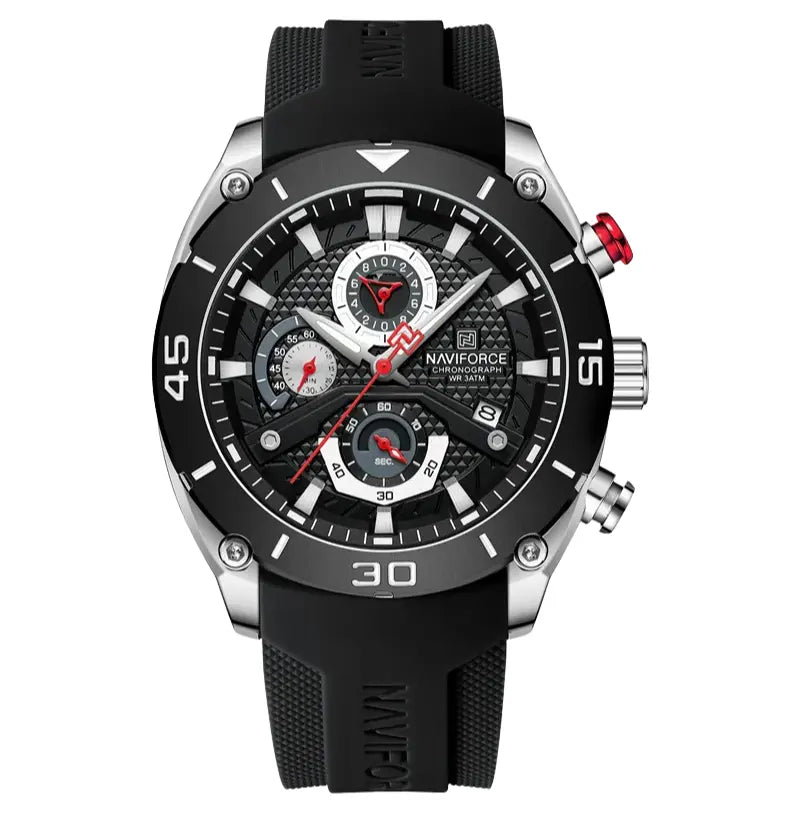 Relógio Masculino Pulseira de Silicone Esportivo Quartzo Naviforce Military