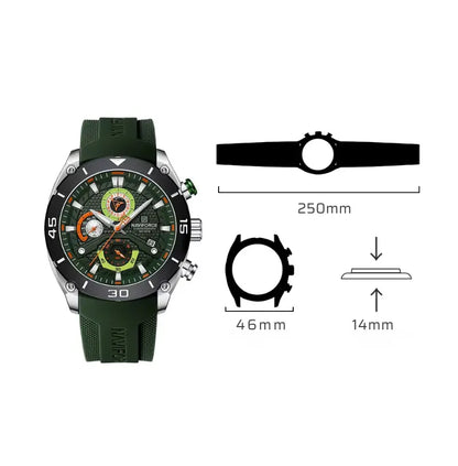 Relógio Masculino Pulseira de Silicone Esportivo Quartzo Naviforce Military