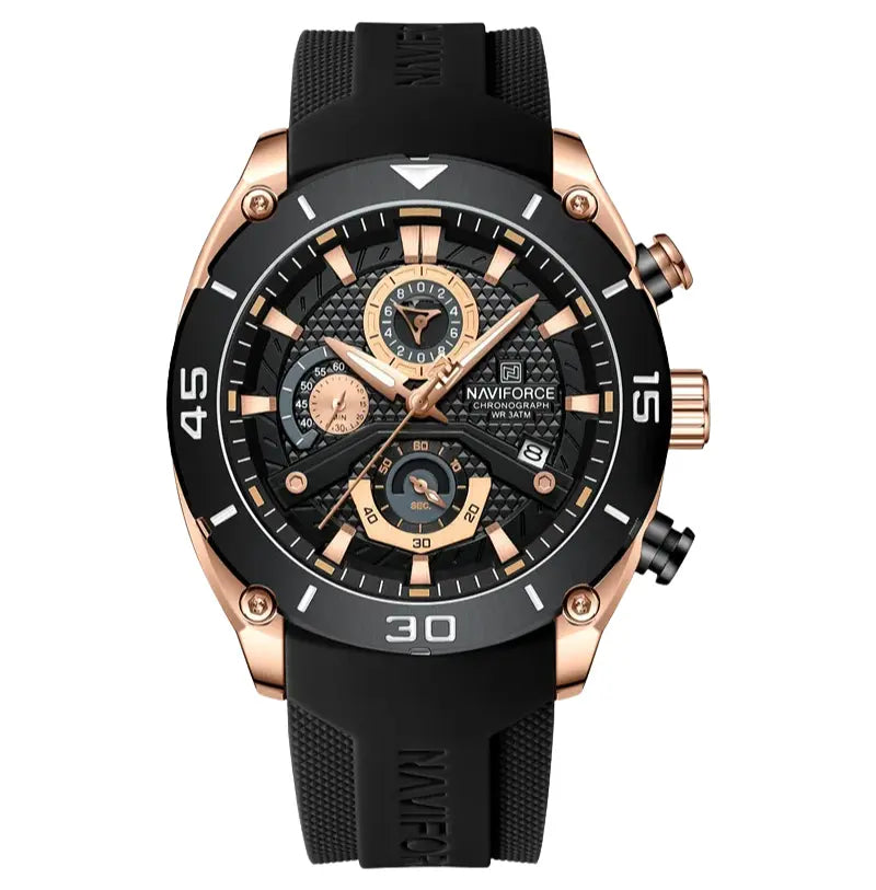 Relógio Masculino Pulseira de Silicone Esportivo Quartzo Naviforce Military