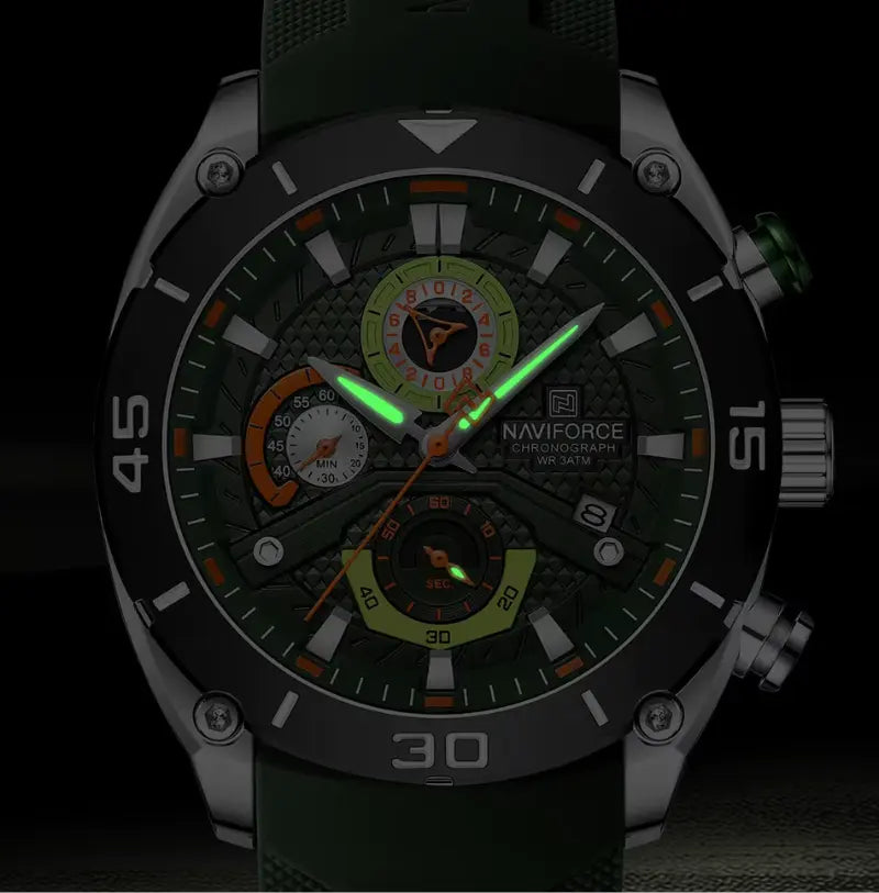 Relógio Masculino Pulseira de Silicone Esportivo Quartzo Naviforce Military