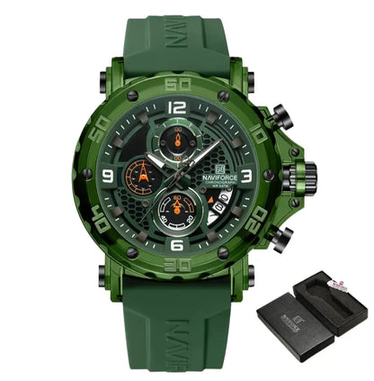 Relógio Masculino Pulseira de Silicone Quartzo 5ATM Naviforce Trend