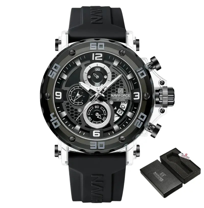 Relógio Masculino Pulseira de Silicone Quartzo 5ATM Naviforce Trend