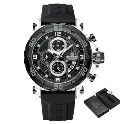 Relógio Masculino Pulseira de Silicone Quartzo 5ATM Naviforce Trend