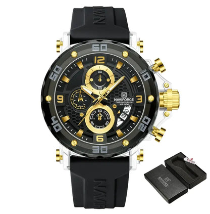 Relógio Masculino Pulseira de Silicone Quartzo 5ATM Naviforce Trend