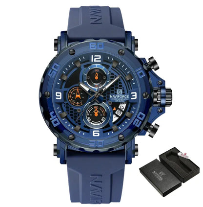 Relógio Masculino Pulseira de Silicone Quartzo 5ATM Naviforce Trend