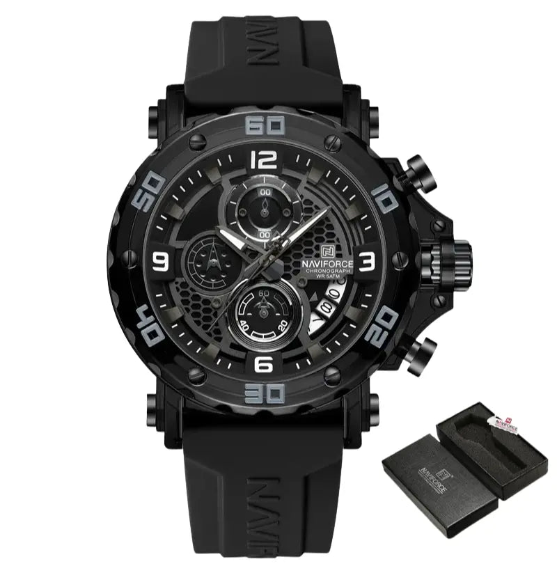 Relógio Masculino Pulseira de Silicone Quartzo 5ATM Naviforce Trend
