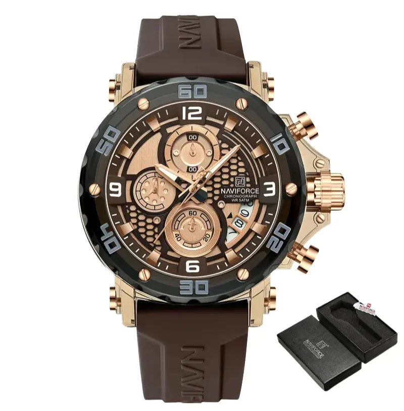 Relógio Masculino Pulseira de Silicone Quartzo 5ATM Naviforce Trend