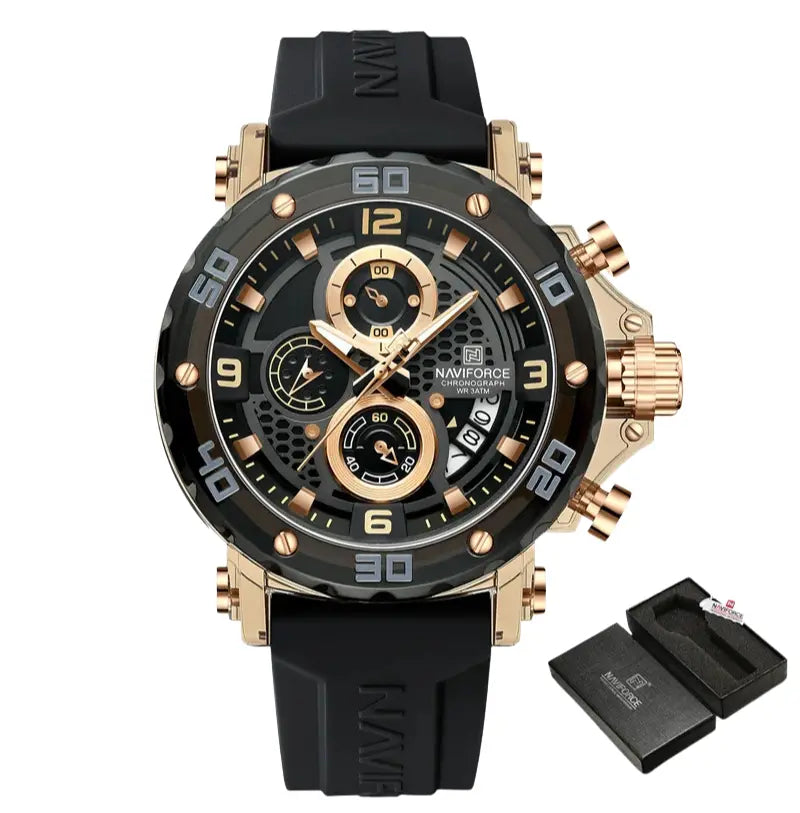 Relógio Masculino Pulseira de Silicone Quartzo 5ATM Naviforce Trend