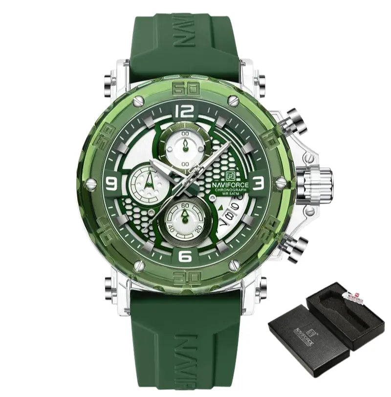 Relógio Masculino Pulseira de Silicone Quartzo 5ATM Naviforce Trend