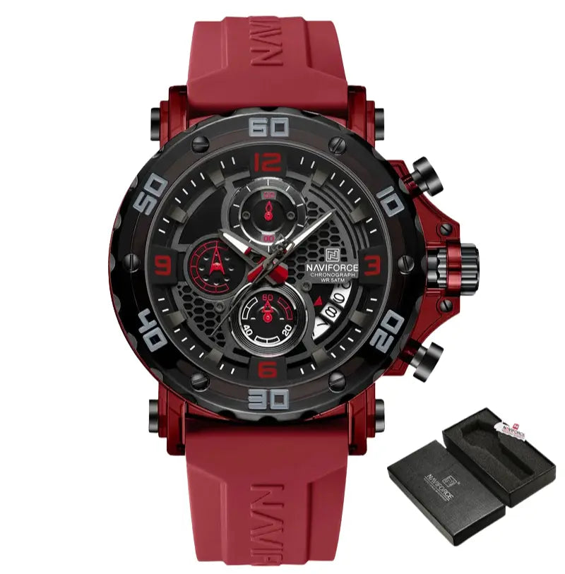 Relógio Masculino Pulseira de Silicone Quartzo 5ATM Naviforce Trend