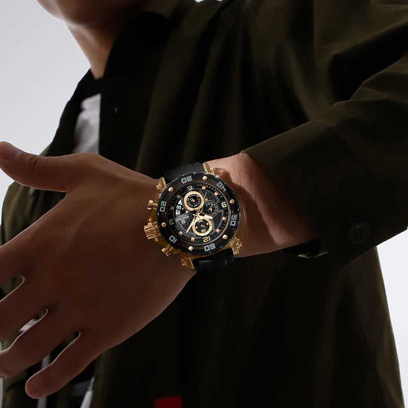 Relógio Masculino Pulseira de Silicone Quartzo 5ATM Naviforce Trend