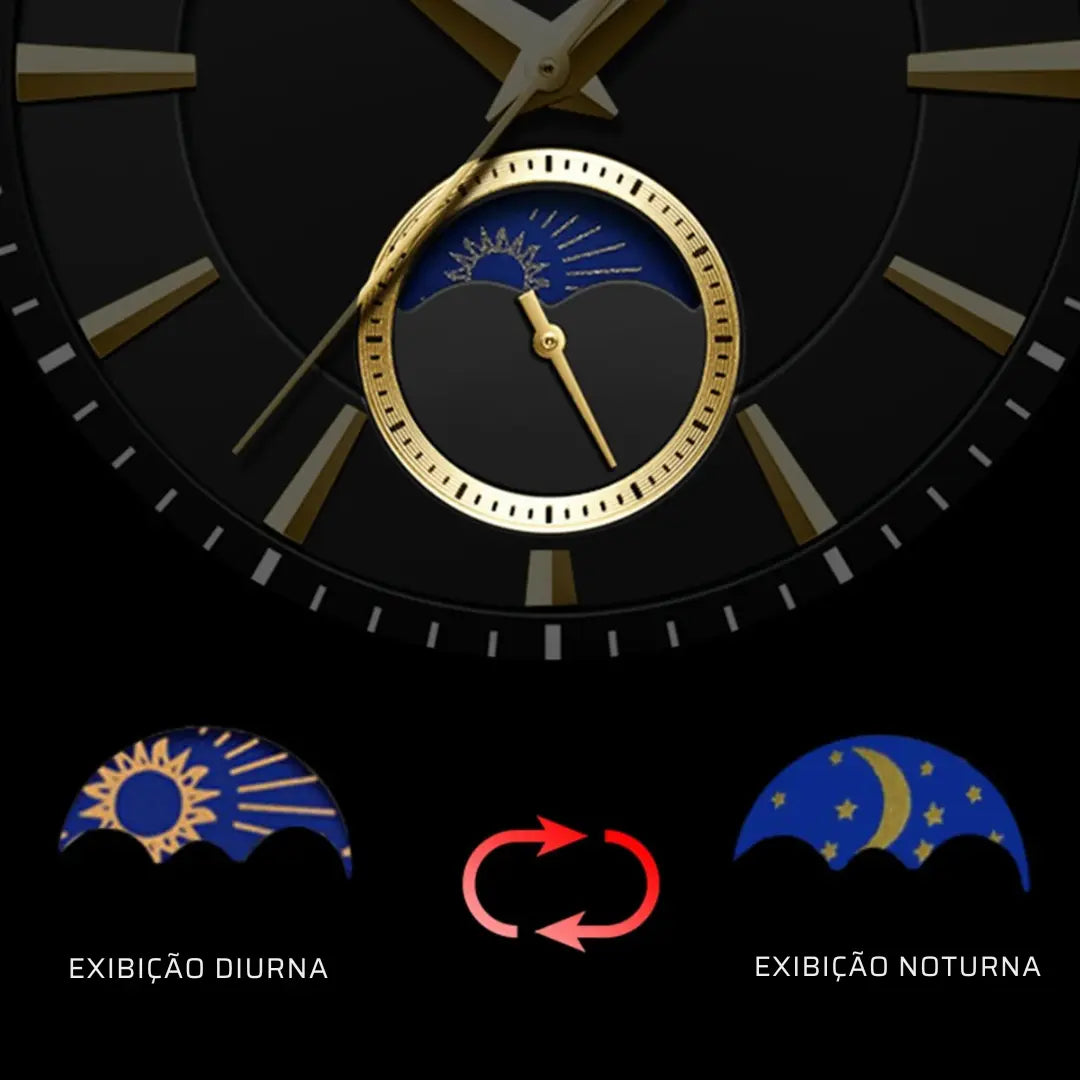 Relógio Masculino Pulseira em Couro Quartzo Hannah Martin Moon