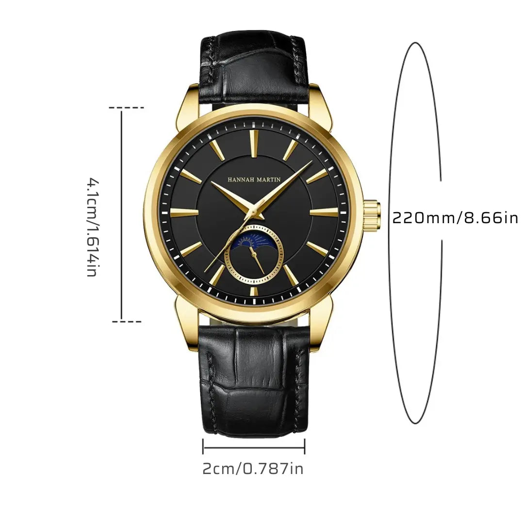 Relógio Masculino Pulseira em Couro Quartzo Hannah Martin Moon