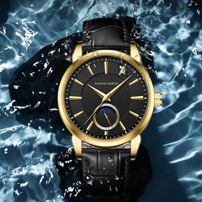 Relógio Masculino Pulseira em Couro Quartzo Hannah Martin Moon