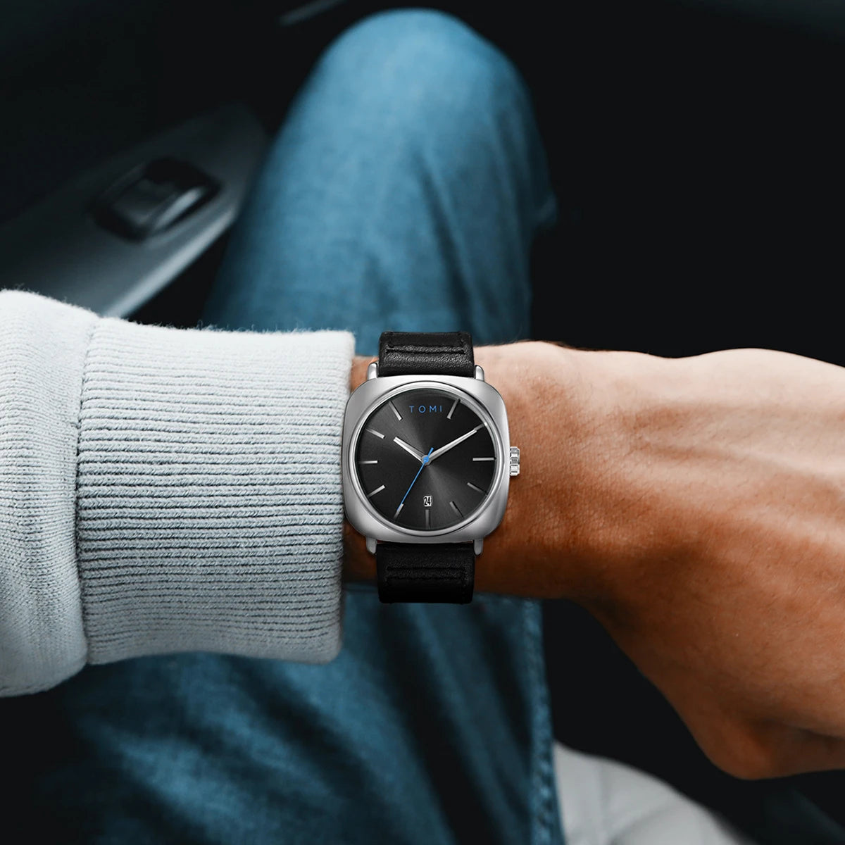 Relógio Masculino Quadrado Pulseira de Couro Proteo