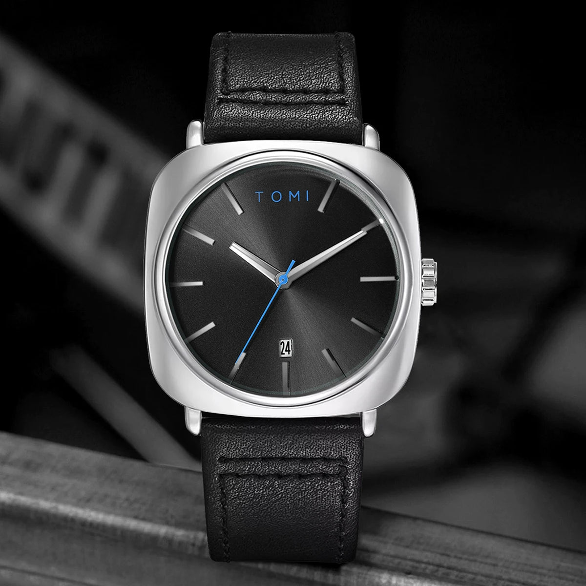 Relógio Masculino Quadrado Pulseira de Couro Proteo