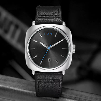 Relógio Masculino Quadrado Pulseira de Couro Proteo
