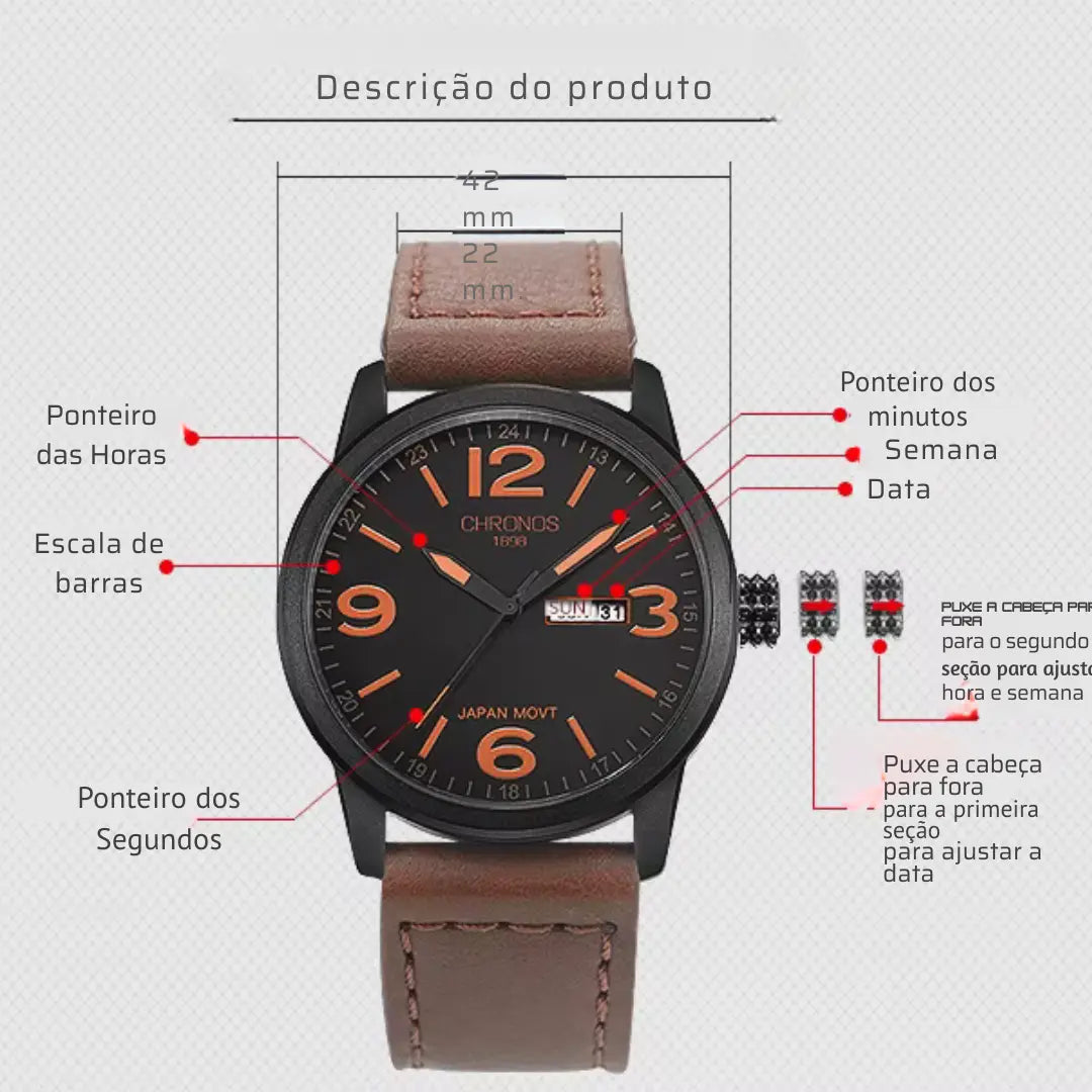 Relógio Masculino Quartzo A Prova d'água Chronos Sand