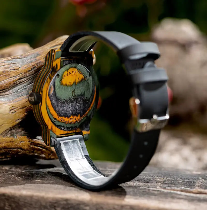 Relógio Masculino com Caixa em Madeira Quartzo Bobo Bird Colored Wood