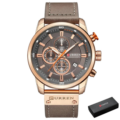 Relógio Masculino com Pulseira de Couro Quartzo Curren Executive