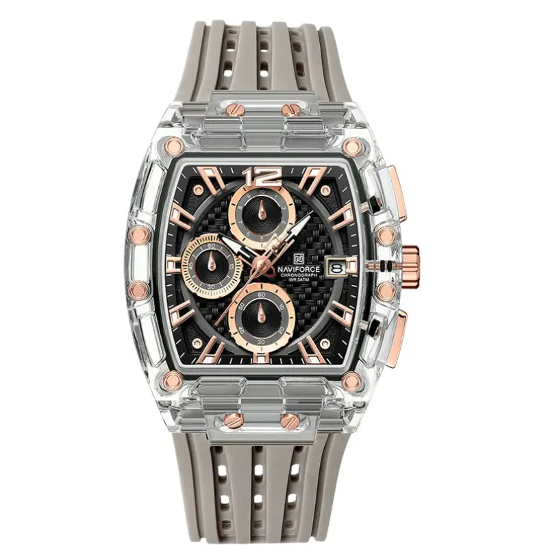 Relógio Masculino com Pulseira de Silicone Cronógrafo Naviforce Energy