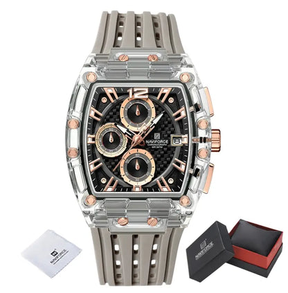 Relógio Masculino com Pulseira de Silicone Cronógrafo Naviforce Energy