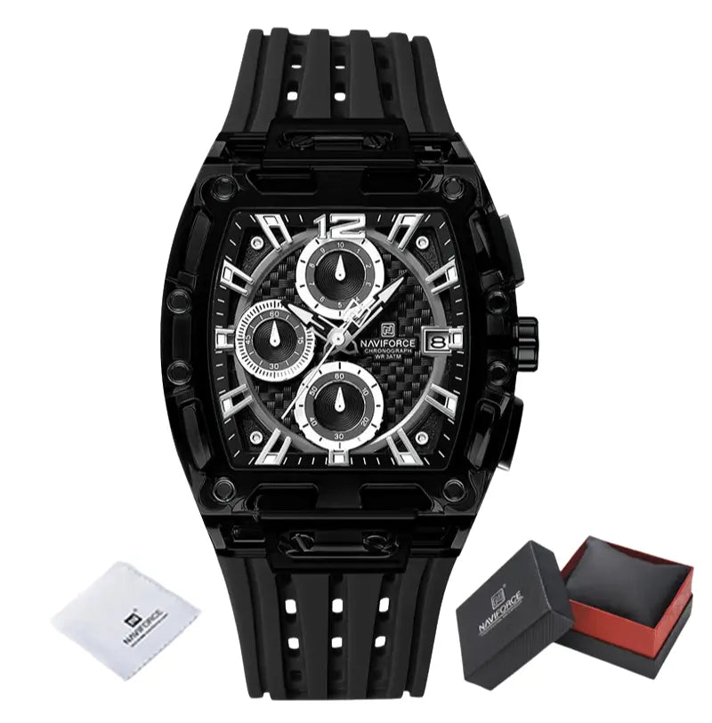 Relógio Masculino com Pulseira de Silicone Cronógrafo Naviforce Energy