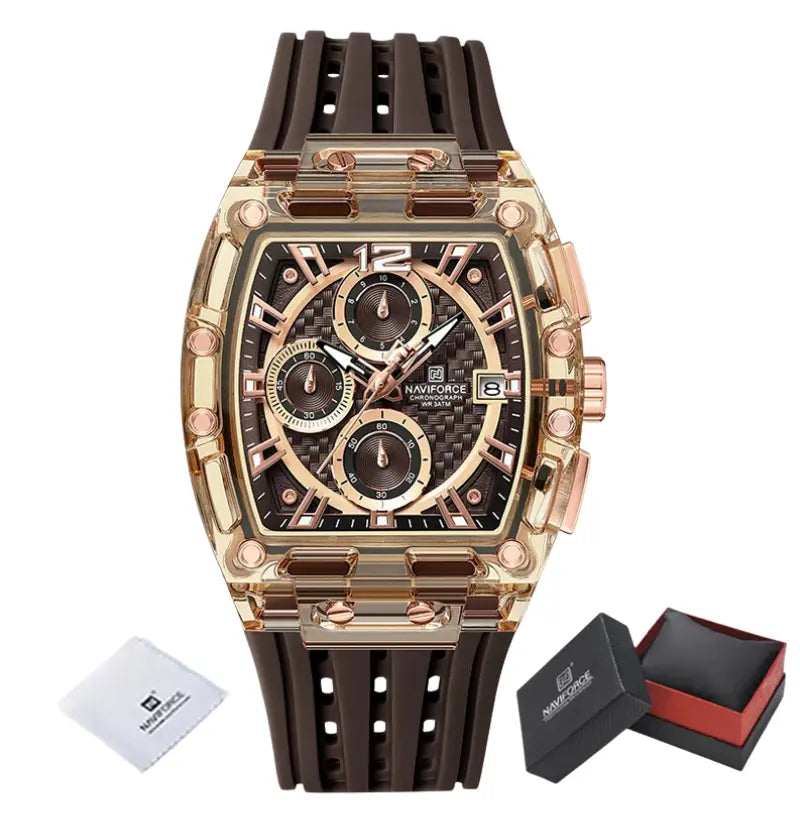 Relógio Masculino com Pulseira de Silicone Cronógrafo Naviforce Energy