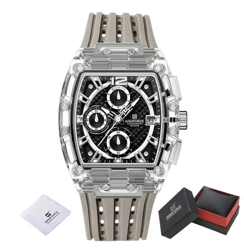 Relógio Masculino com Pulseira de Silicone Cronógrafo Naviforce Energy
