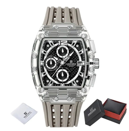 Relógio Masculino com Pulseira de Silicone Cronógrafo Naviforce Energy