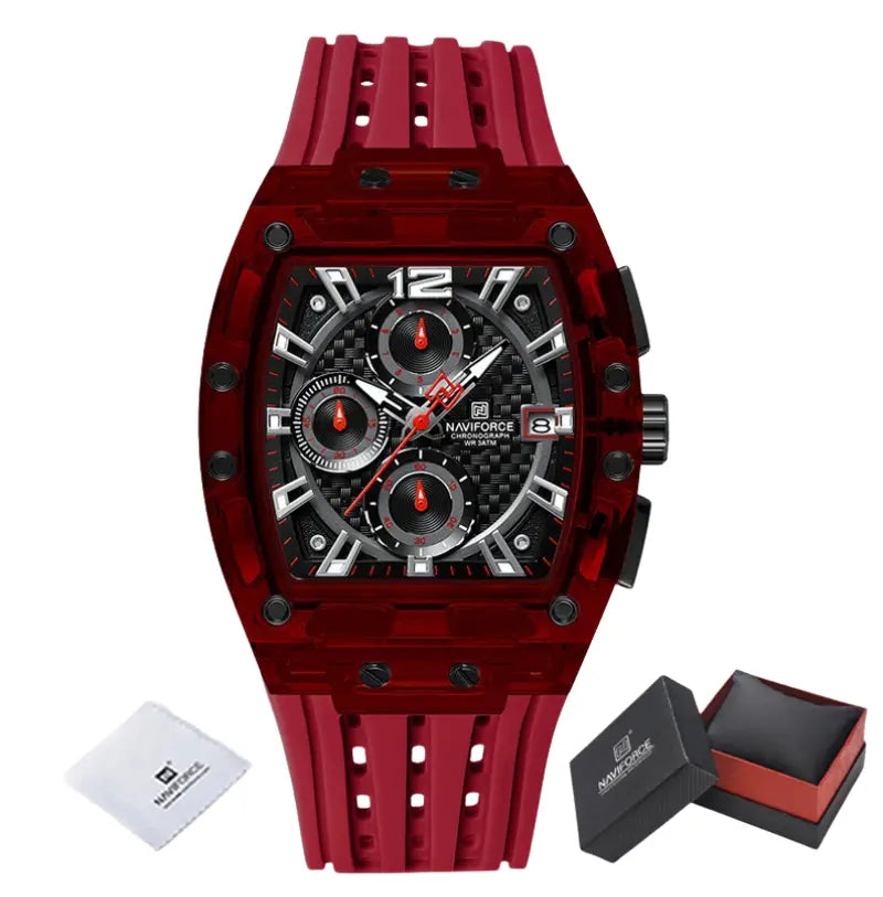 Relógio Masculino com Pulseira de Silicone Cronógrafo Naviforce Energy