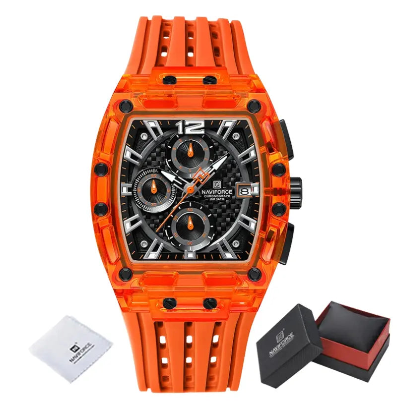 Relógio Masculino com Pulseira de Silicone Cronógrafo Naviforce Energy