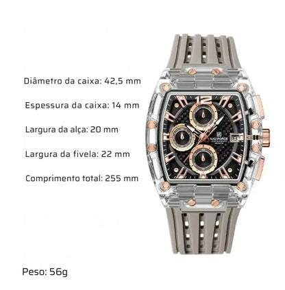 Relógio Masculino com Pulseira de Silicone Cronógrafo Naviforce Energy
