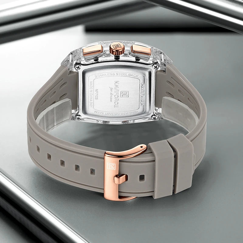 Relógio Masculino com Pulseira de Silicone Cronógrafo Naviforce Energy