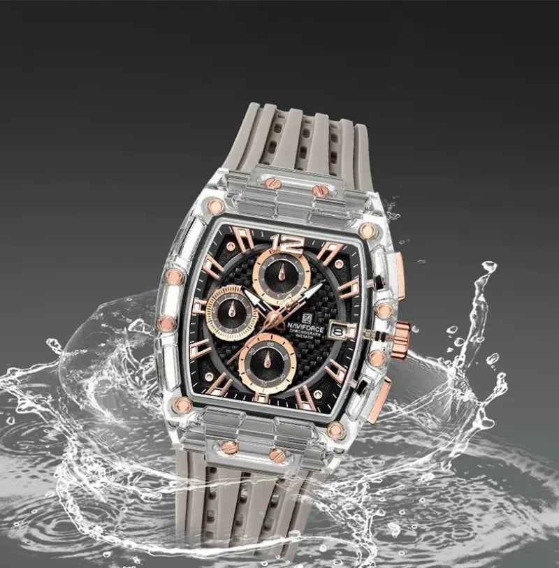 Relógio Masculino com Pulseira de Silicone Cronógrafo Naviforce Energy