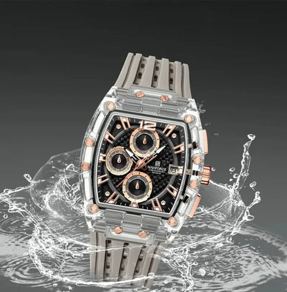 Relógio Masculino com Pulseira de Silicone Cronógrafo Naviforce Energy