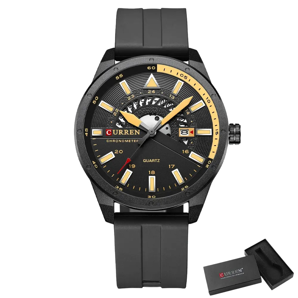 Relógio Masculino com Pulseira em Silicone A Prova D'água Curren Brand