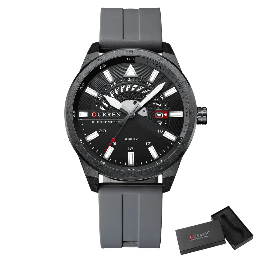 Relógio Masculino com Pulseira em Silicone A Prova D'água Curren Brand