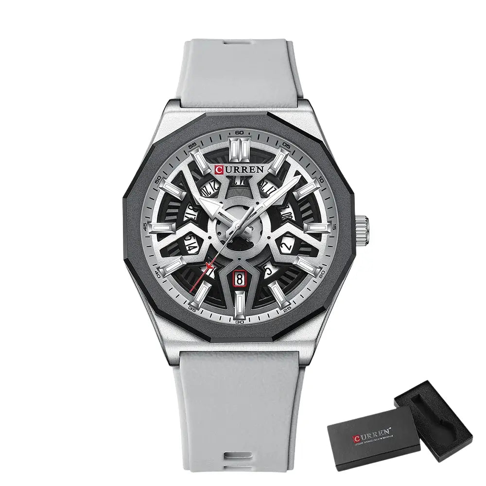 Relógio Masculino com Pulseira em Silicone Quartzo Curren Creative