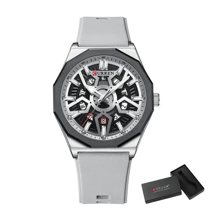 Relógio Masculino com Pulseira em Silicone Quartzo Curren Creative