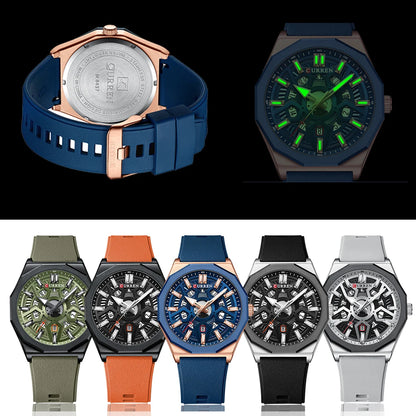 Relógio Masculino com Pulseira em Silicone Quartzo Curren Creative