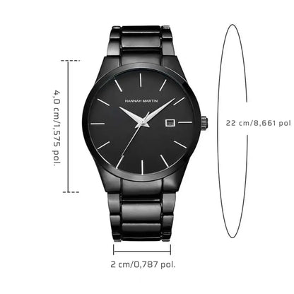 Relógio Masculino em Aço Inox Quartzo Hannah Martin Black
